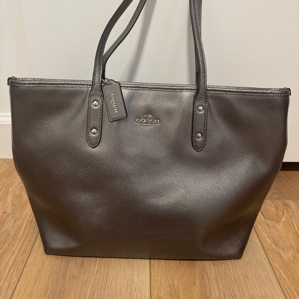 COACH City Tote Purse in Gunmetal/Silver